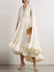 Irregular Cloak Sleeves Spliced Dress