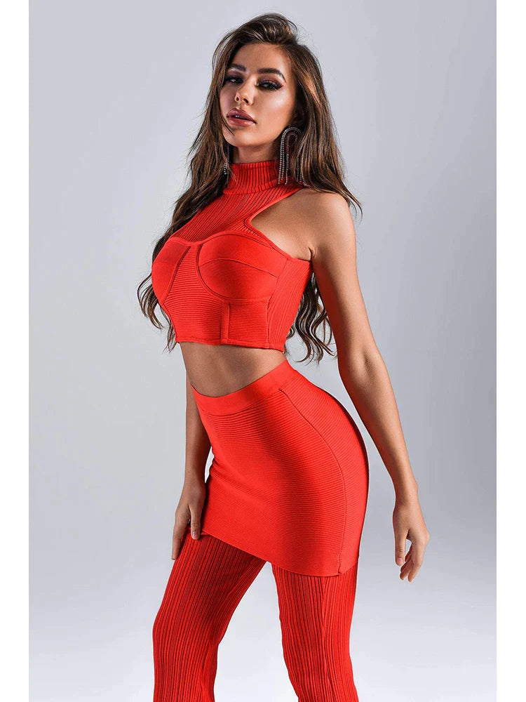 Chic Bandage Crop Top and Pants Set