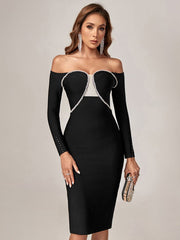 Black Long Sleeve Bandage Dress - Sleek and Chic