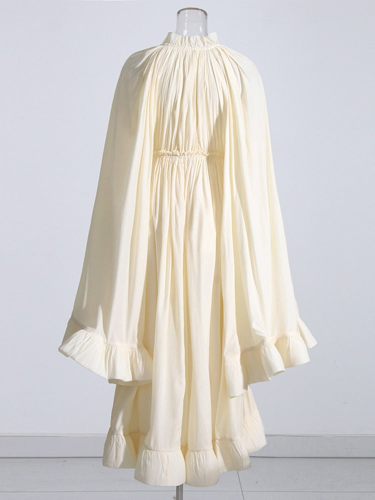 Irregular Cloak Sleeves Spliced Dress