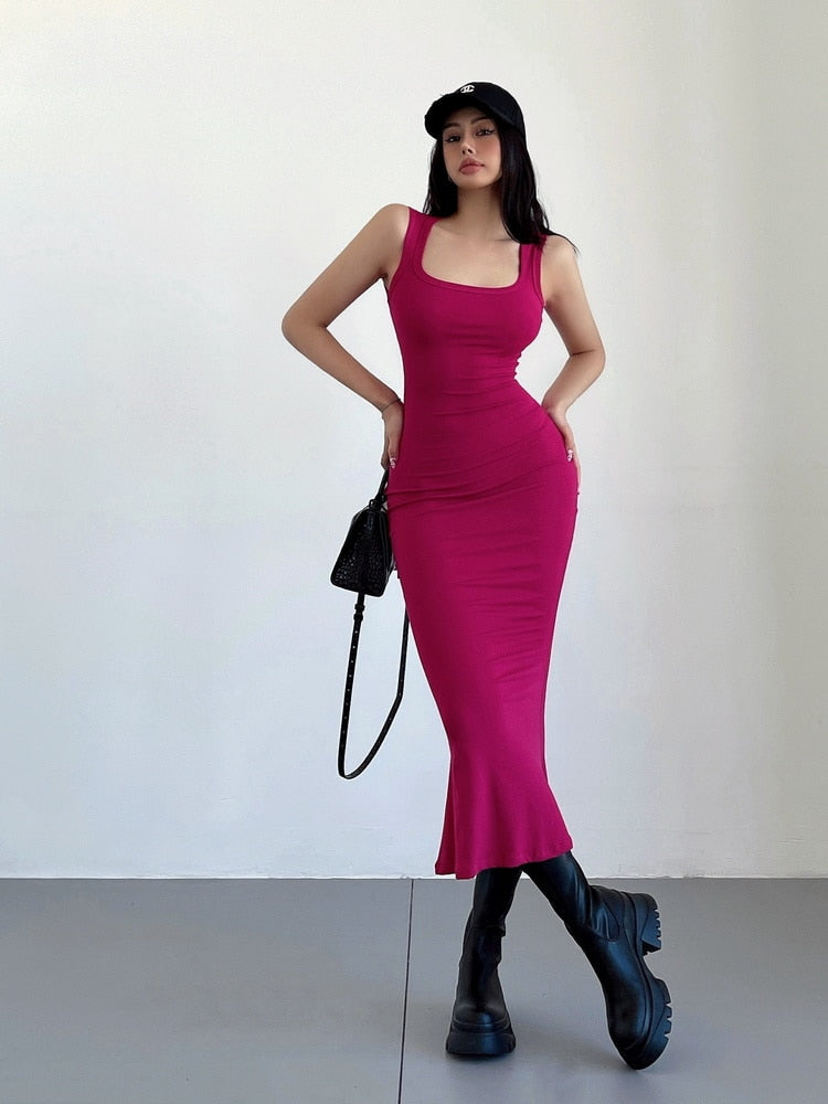 Shoulder Strap Slim Tank Dresses