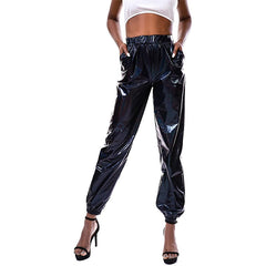 Shiny Patent Leather High Waist Pants