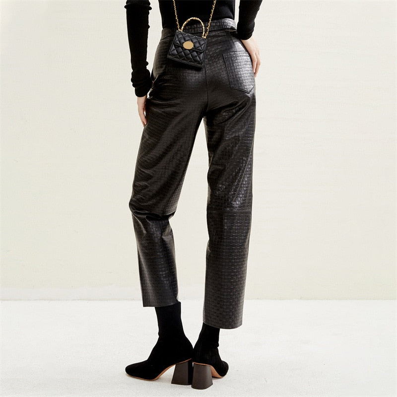 Chic Genuine Leather Trousers