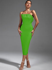 Chic Green Backless Midi Party Dress