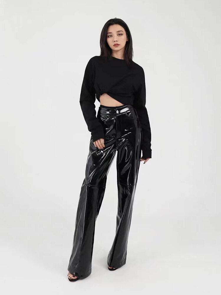 Straight Loose PVC Trousers