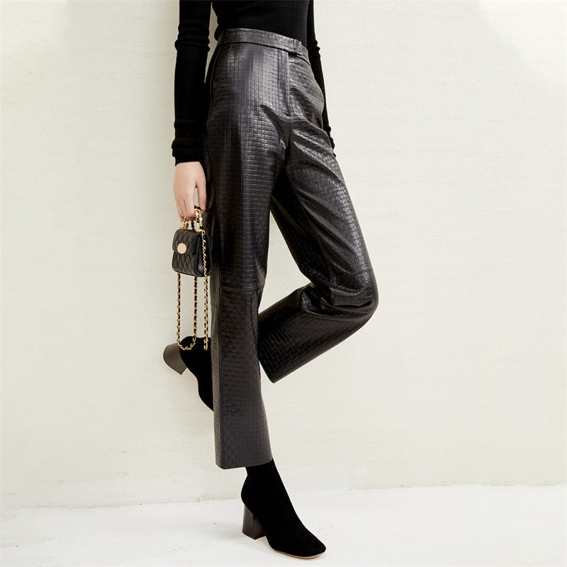 Chic Genuine Leather Trousers