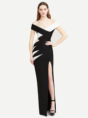 Splice Off Shoulder Long Bandage Dress