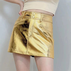 Chic Genuine Leather Japanese Y2K Skirts