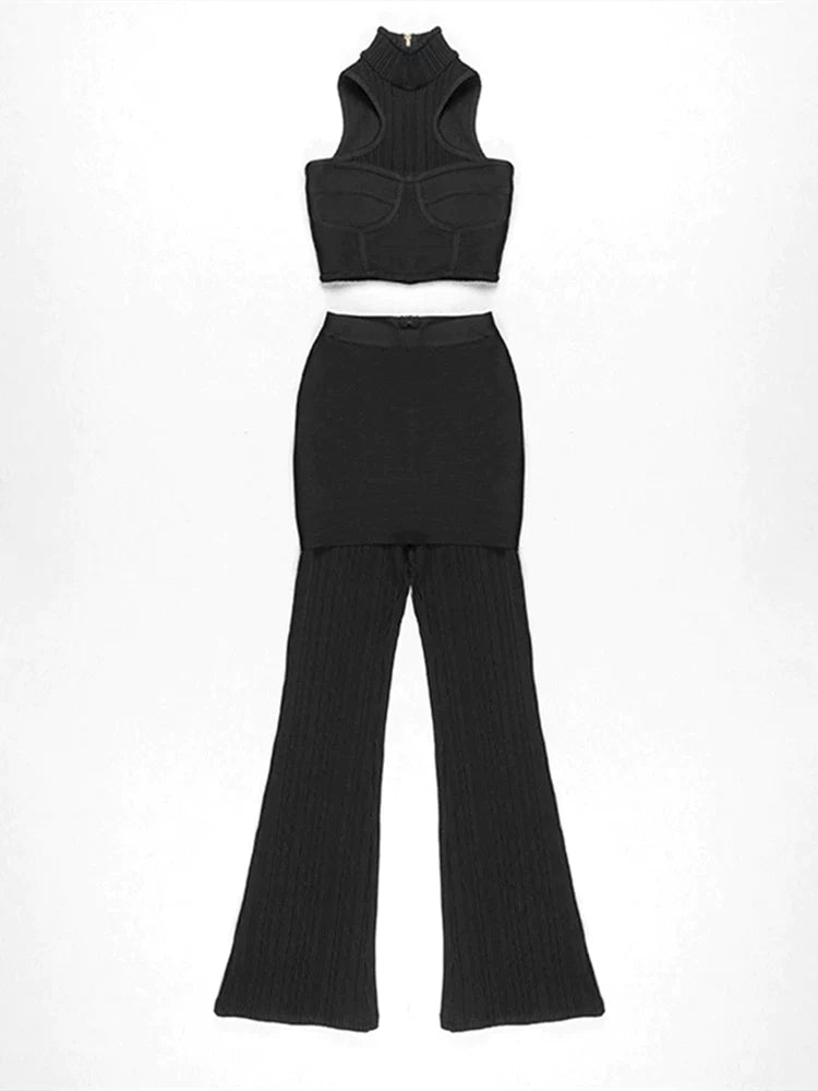 Chic Bandage Crop Top and Pants Set