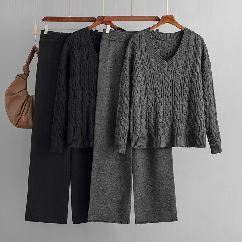 Stylish French Knit Sweater Set