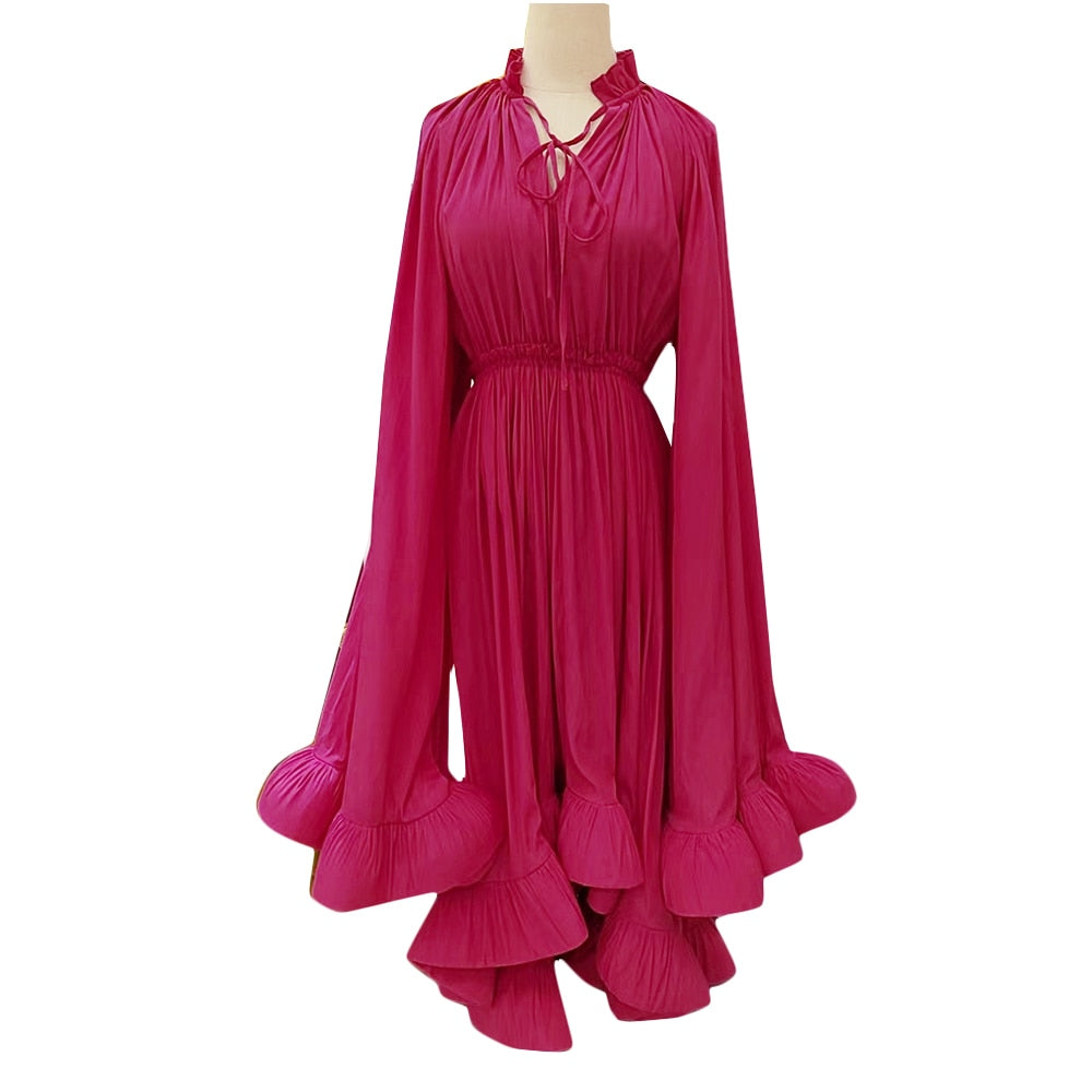 Irregular Cloak Sleeves Spliced Dress