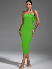 Chic Green Backless Midi Party Dress