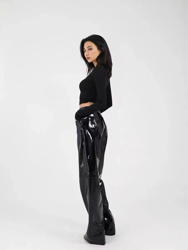 Straight Loose PVC Trousers