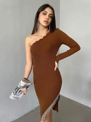 Asymmetric Knit Dresses Vestido