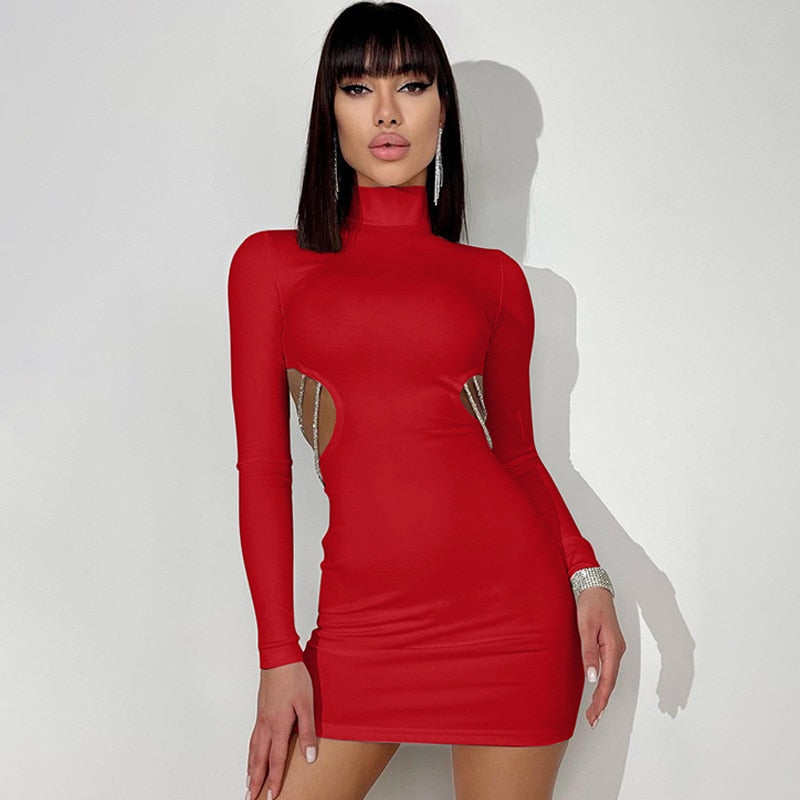 Long Sleeve Backless Mini Dresses