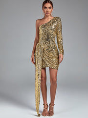 Sequined Golden Evening Dress