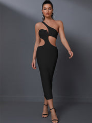 Backless Cut Out Midi Party Dress