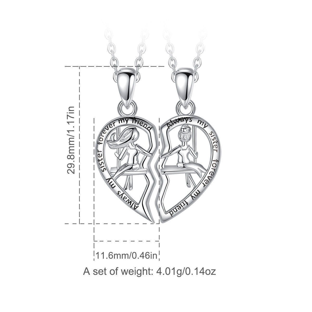 Sisters Swing Heart Necklace Set