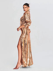 Golden Sequin Luxury Skirt Set