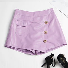 Genuine Leather Shorts Loose Korean Style