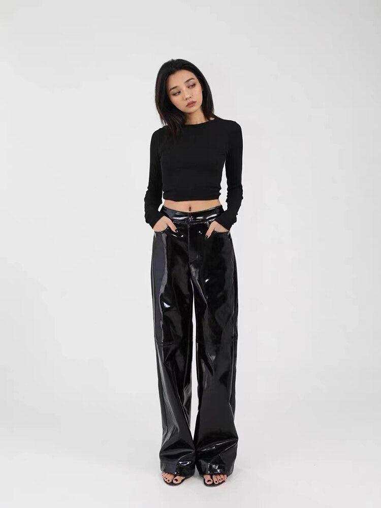 Straight Loose PVC Trousers