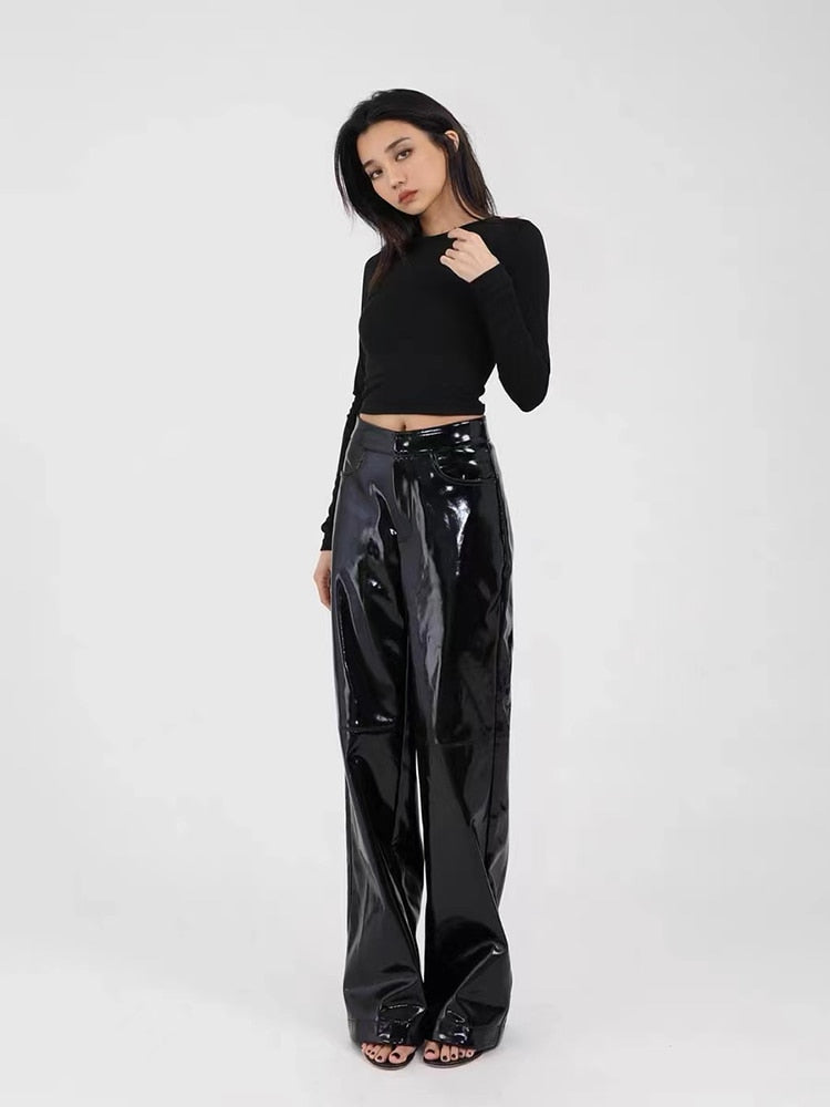 Straight Loose PVC Trousers