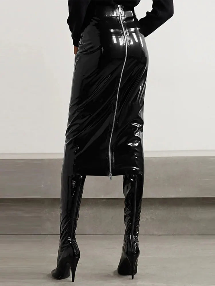 Latex Patent Leather Shiny Skirts