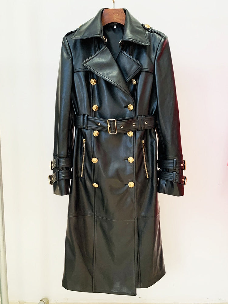 Leather Long Trench Over Coat