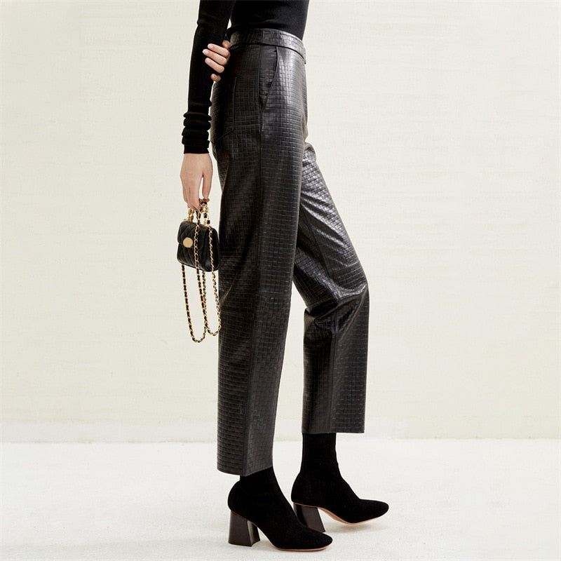 Chic Genuine Leather Trousers