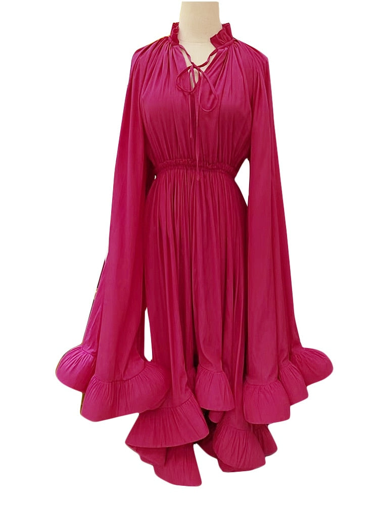 Irregular Cloak Sleeves Spliced Dress