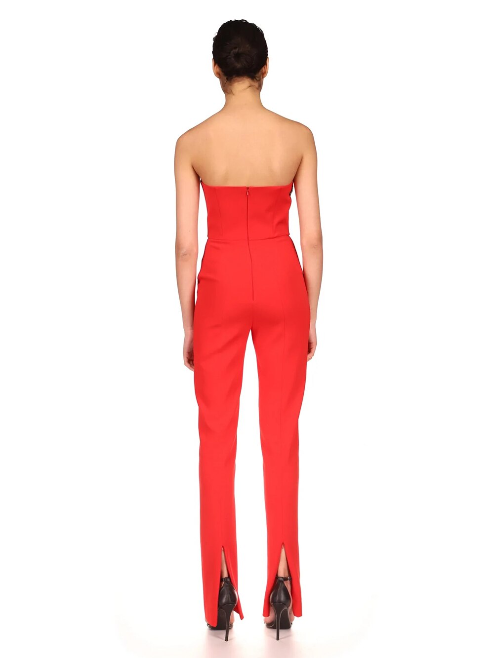 Red Sleeveless Strapless Jumpsuits