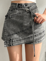 Irregular Denim Shorts Skirt