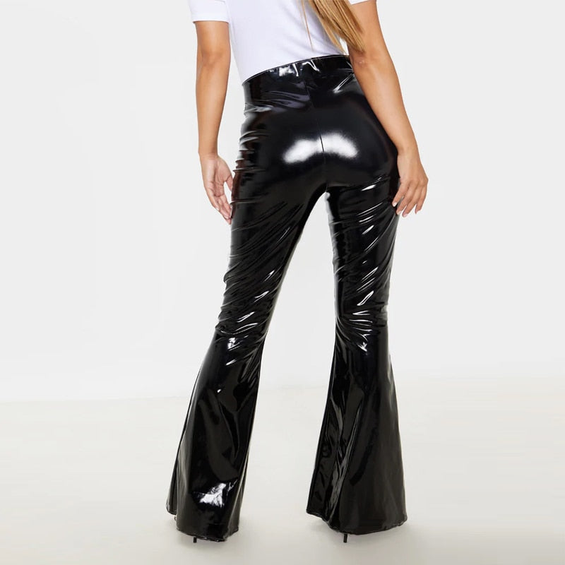 Leather Stretch Flare Trouser