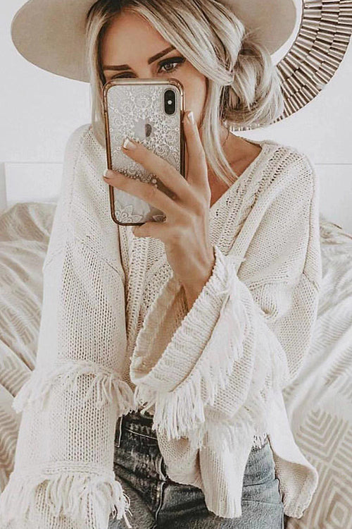 Look What You Made Me Do Tassel Knit Sweater