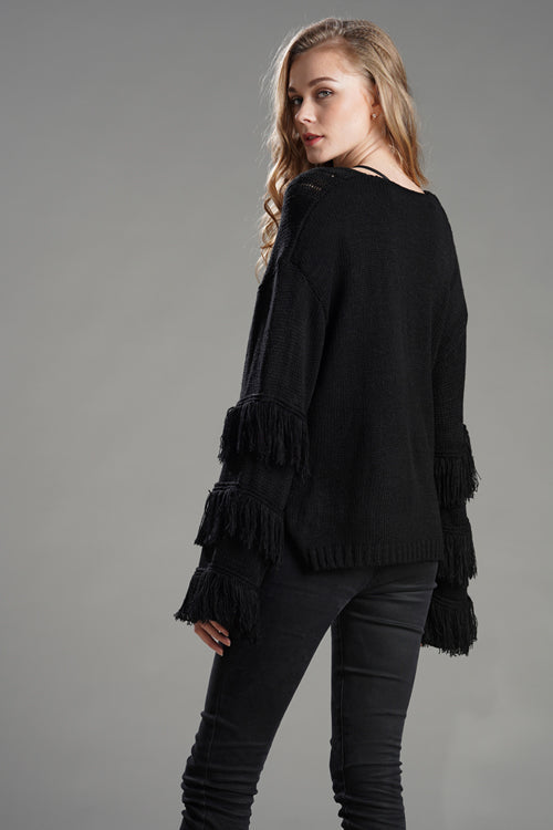 Look What You Made Me Do Tassel Knit Sweater