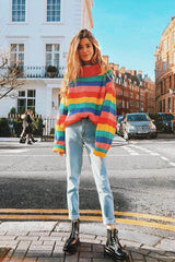 Travelling Light Rainbow Colorful High Neck Sweater