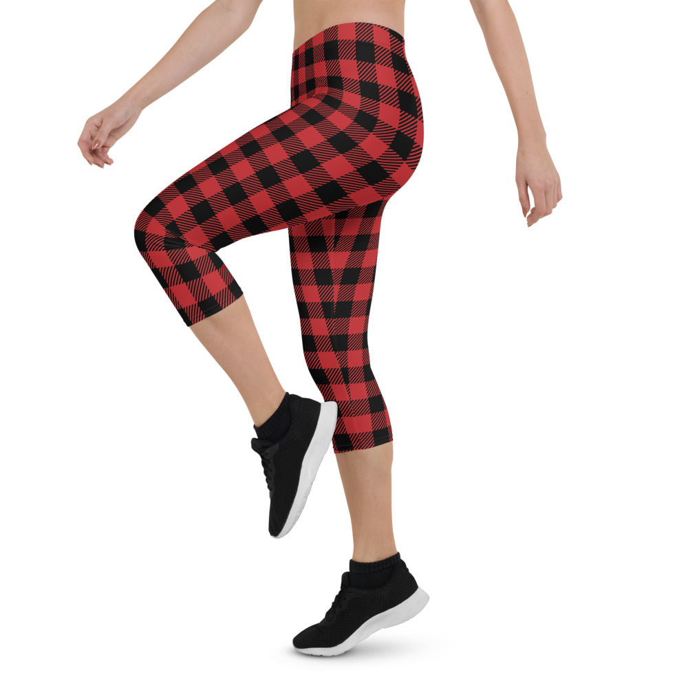 Buffalo-Plaid Capri Leggings