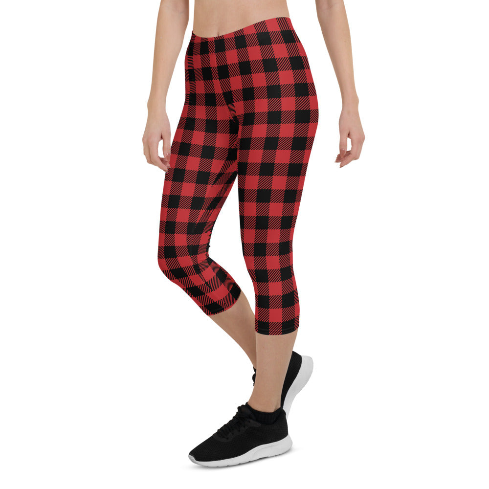 Buffalo-Plaid Capri Leggings