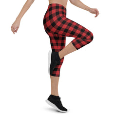 Buffalo-Plaid Capri Leggings