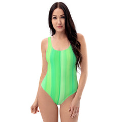 Abstract Watercolor Green One-Piece Swimsuit