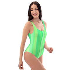 Abstract Watercolor Green One-Piece Swimsuit