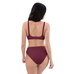 Maroon Recycled high-waisted bikini