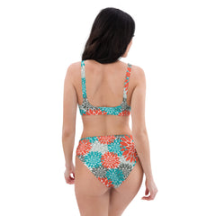 Orange Teal Recycled high-waisted bikini