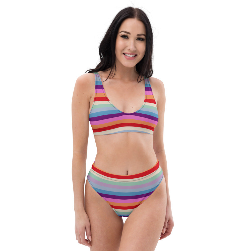 Rainbow Recycled high-waisted bikini