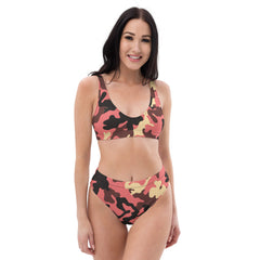 Camo Pink Recycled high-waisted bikini