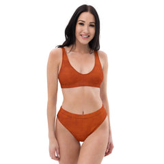 Abstract orange Recycled high-waisted bikini