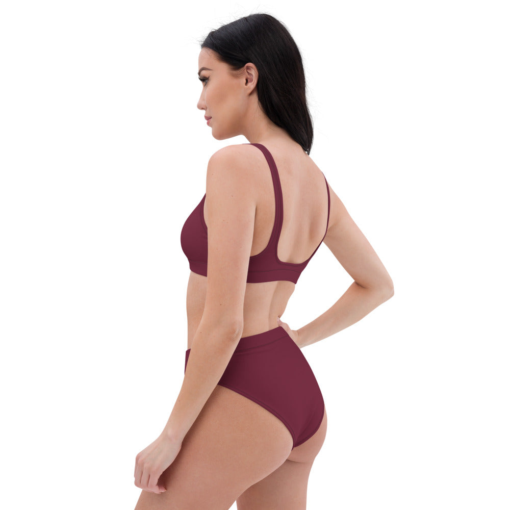 Maroon Recycled high-waisted bikini