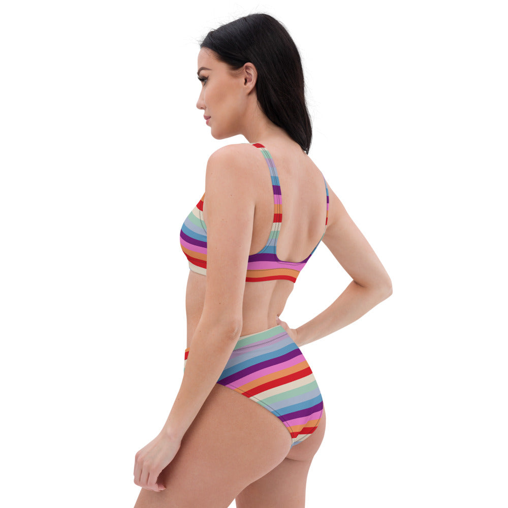 Rainbow Recycled high-waisted bikini