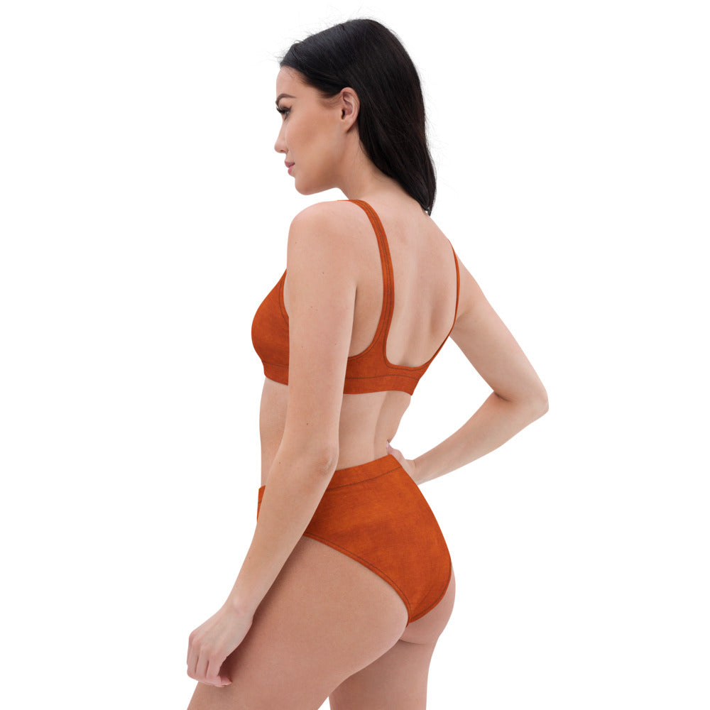 Abstract orange Recycled high-waisted bikini