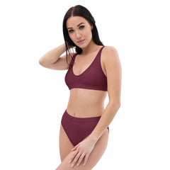 Maroon Recycled high-waisted bikini